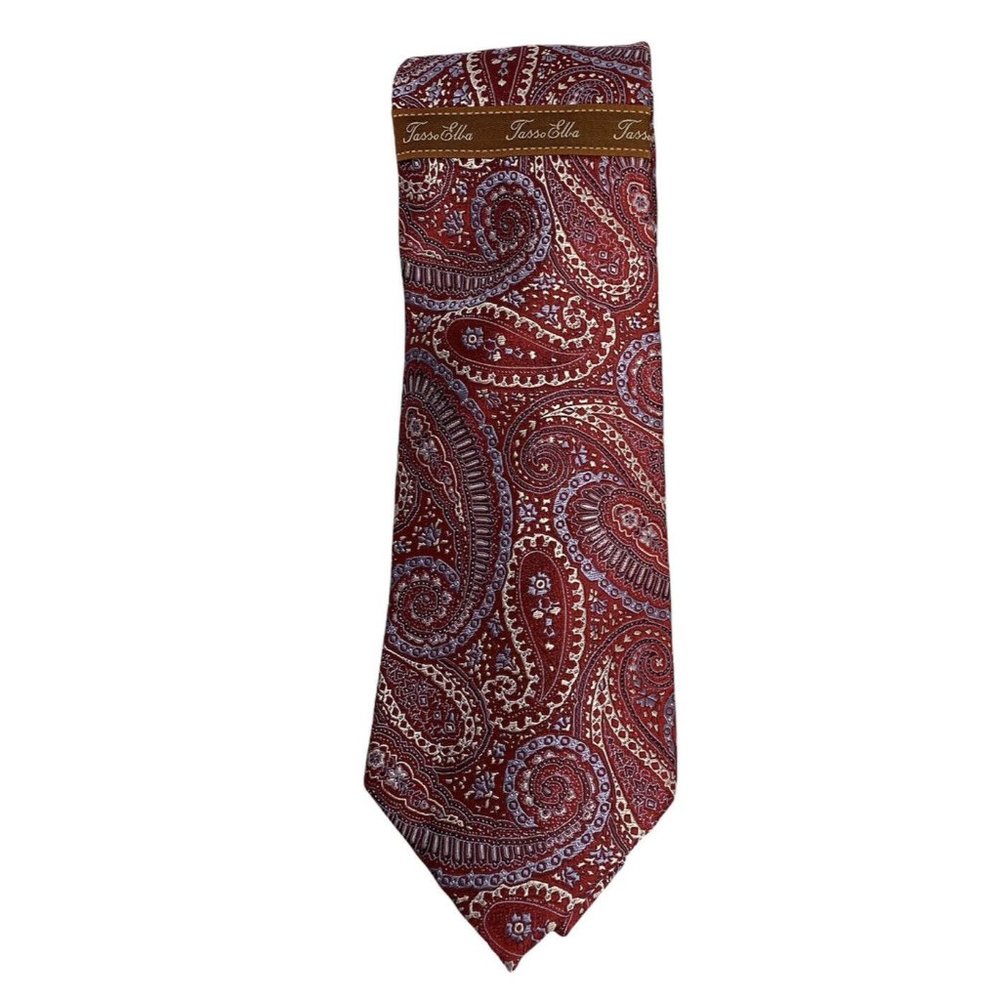TASSO ELBA Monte Carlo Paisley Men's Ancient Madder Silk Neck Tie NEW